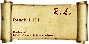 Resch Lili névjegykártya